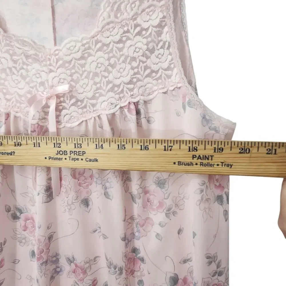 VTG VANITY FAIR NIGHTGOWN FLORAL LACE GRANDMACORE FEMININE COTTAGECORE PRAIRIE L - Picture 6 of 8